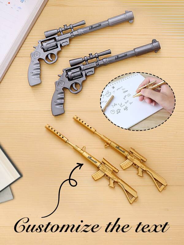 1pc Customized Text Pen, Weapon-Shaped Neutral Pen, Gun Pen, Tool Pen, Creative Stationery For Students, Sword Pen, Ballpoint Pen, Customized Text Handgun Pen, Suitable For Back To School Season And Other Customized Gifts
