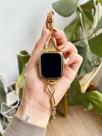 1pc Women's X-Shaped Metal Rhinestone Watch Band Compatible With 38/40/41/42/44/45/49/46mm Ultra2/Ultra/SE/10/9/8/7/6/5/4/3/2/1