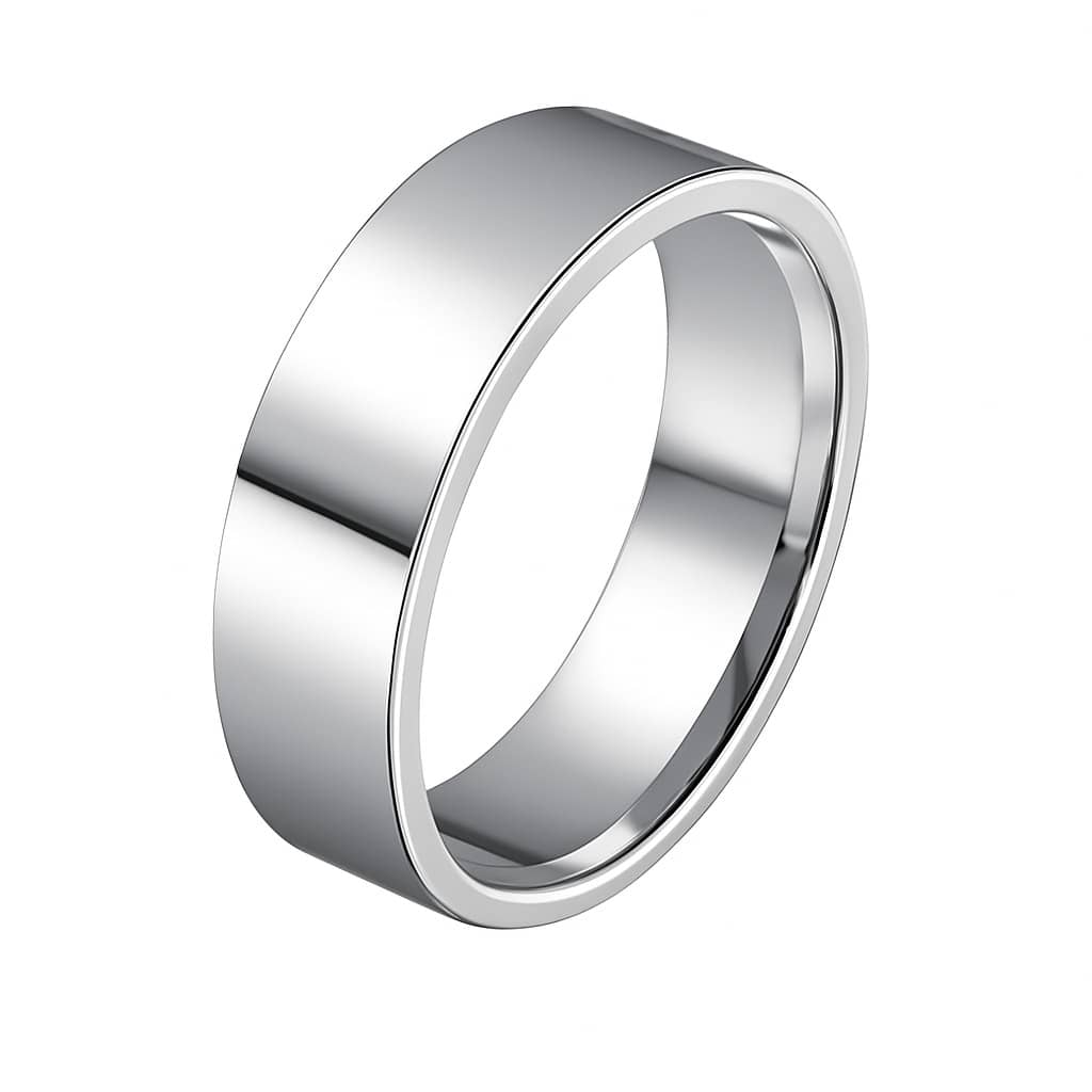 Silver Wedding Ring 6mm Straight Valentine's Day Luxury Engagement Couple Dating - 銀色 - 查看 1