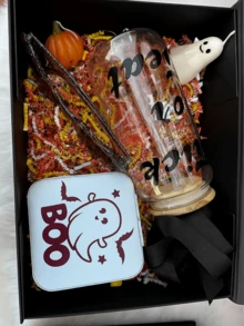 1 Peça Caixa de Presente de Halloween Personalizada com Fantasma, Decoração e Artesanato Divertidos para Festa de Halloween, Truque ou Travessura, Caixa de Embalagem de Presente de Halloween, Por Favor, Traga Sua Própria Embalagem Interna