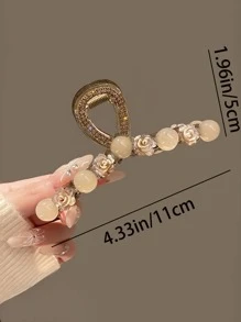 1 Peça Presilha Decorativa de Cabelo de Estilo Elegante em Liga de Metal Preta com Rosa para Coque, Estilo Minimalista e de Luxo, Presilha de Cabelo para Uso Diário, Grampos de Cabelo, Grampo de Cabelo, Pinças de Cabelo, Clipe de Cabelo