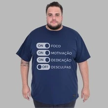 Men's Plus Size Motivation Focus Shirt T-Shirt - Navy Blue - View 1