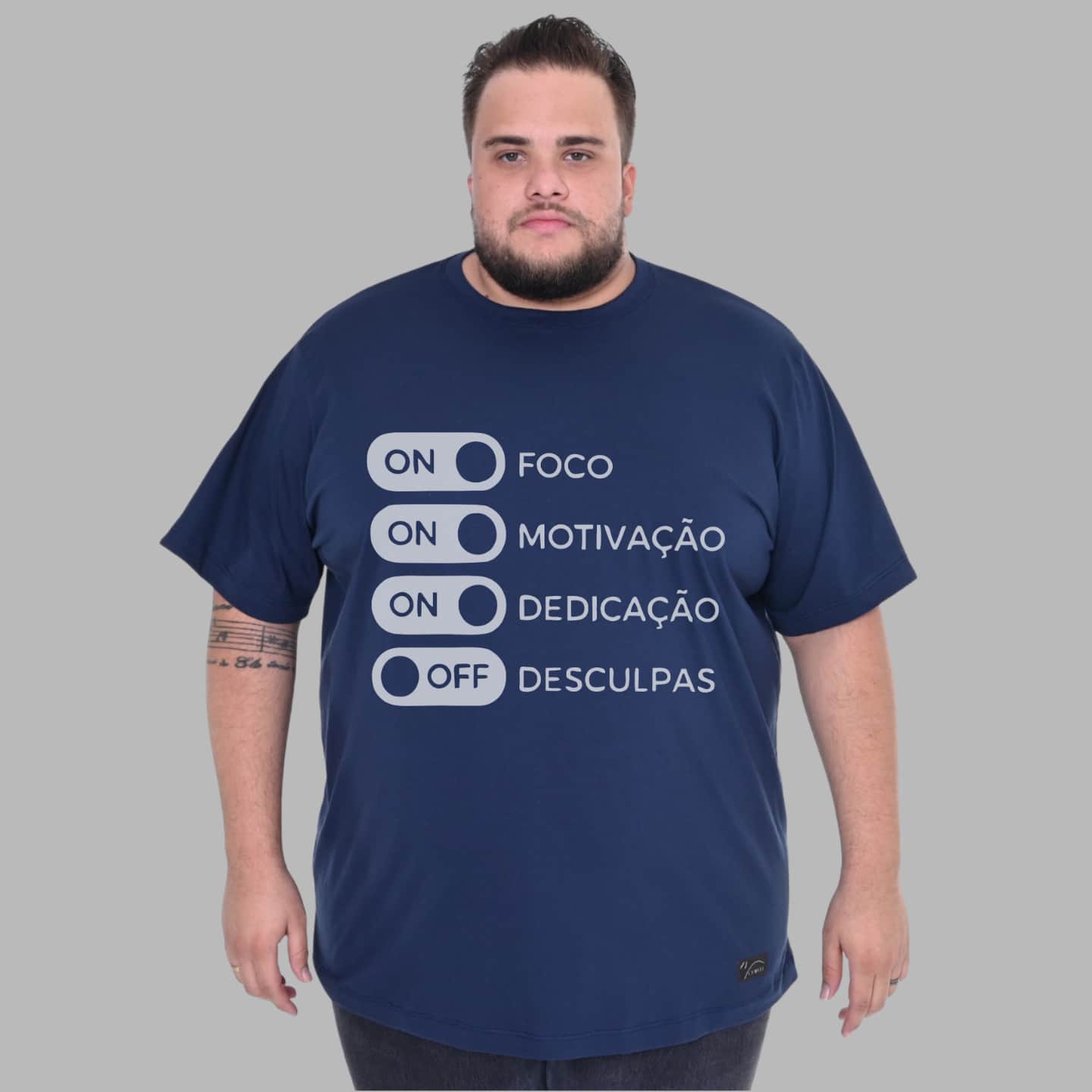Men's Plus Size Motivation Focus Shirt T-Shirt - Navy Blue - View 1