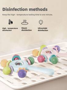 1 件婴儿出牙摇铃，柔软硅胶材质，新生儿必备，感官玩具，用于认知发展、抓握训练、缓解婴儿出牙不适，适合作为幼儿礼物，圣诞节、万圣节