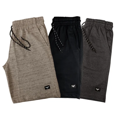 Kit 3 Bermudas Masculina Moletom Cores Sortidas Rajada Preta Academia Treino