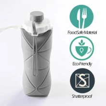 Foldable Water Bottles Silicone Portable Reusable Large Capacity Travel Gym For Kids - 灰色 - View 2