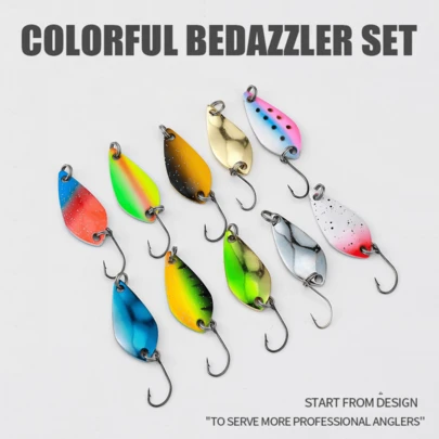 Fishing Spoon Lure With Tackle Box,10pcs Spoon Fishing Lure With Single Hook Metal Fishing Lures For Char Perch Bass Freshwater Freshwater 2.5g/3.5g/5g