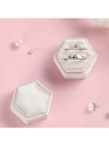 1pc Velvet Ring Box, Hexagon Velvet Ring Box Display Case, 4.7cm/1.85 Inch * 4.5cm/1.78 Inch Jewelry Storage Back To School