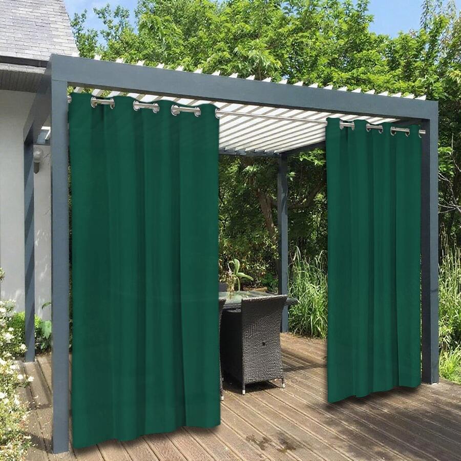 2pcs Outdoor Curtains, Suitable For Patio, Porch, Gazebo, UV-Resistant And Fade-Proof, Provide Shading And Privacy Decoration Function - Dark Grey - View 1