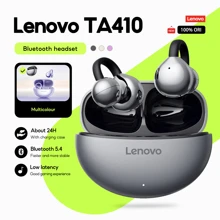 Lenovo Écouteurs sans fil Lenovo TA410 TWS de type clip d'oreille, écouteurs Bluetooth 5.4 à commande tactile avec longue durée de vie de la batterie et microphone
