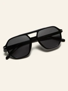 1 pieza Gafas de piloto con doble puente de moda para hombre, adecuadas para conducir, viajar, casual, vacaciones, actividades al aire libre y uso diario. Montura ligera de TR, minimalista y con estilo. de verano para playa, vacaciones, exterior y viajes