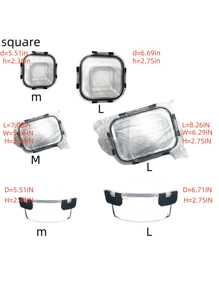 1件/3件长方形高硼硅玻璃午餐盒，微波炉适用，适用于办公室、学校、食品储存容器 - 無色 - 查看 6