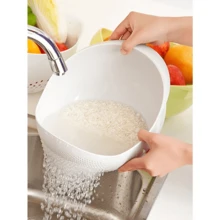 1 cái Dụng cụ vo gạo, rổ lọc, bát nhựa rửa gạo, rổ đựng rau củ quả, phụ kiện nhà bếp, quà tặng dụng cụ nhà bếp không thể thiếu cho đầu bếp tại gia, lưu trữ tiết kiệm không gian cho dụng cụ sắp xếp nhà bếp, ý tưởng quà tặng nhà bếp Giáng sinh - Một cỡ - Xem 7