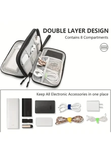 1 件防水电子收纳袋，多层固定收纳袋，多拉链便携式收纳袋 - 非常适合 U 盘、硬盘、耳机、波西米亚风