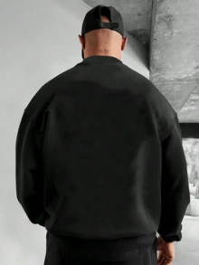 Zrgoth 男士休闲百搭印花圆领卫衣，巴黎风情，适合送给丈夫、男友或朋友 - 黑色 - 查看 7