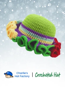 1 件女士多色优雅手工编织帽子，带荷叶边蕾丝花边，经典休闲舒适温暖无弹性亚克力渔夫帽，适合日常穿着户外活动派对表演冬季和新年的完美礼物 - Ruffle Edge - 查看 14