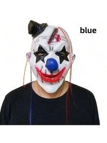 1 Peça Máscara de Palhaço Engraçada Preto e Branco, Acessório de Susto para Festa de Fantasia Assustadora, Decoração de Máscara de Boneca Sorridente Chorando Diabo. Fantasia de Interpretação de Papel, Adereço de Cabeça para Performance, Estilo de Moda Ousado, Fantasia de Amigos para Festa de Halloween