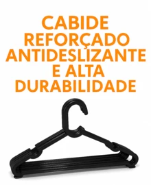 Kit 100 Reinforced Black Plastic Clothes Hangers - Negro - Ver 1