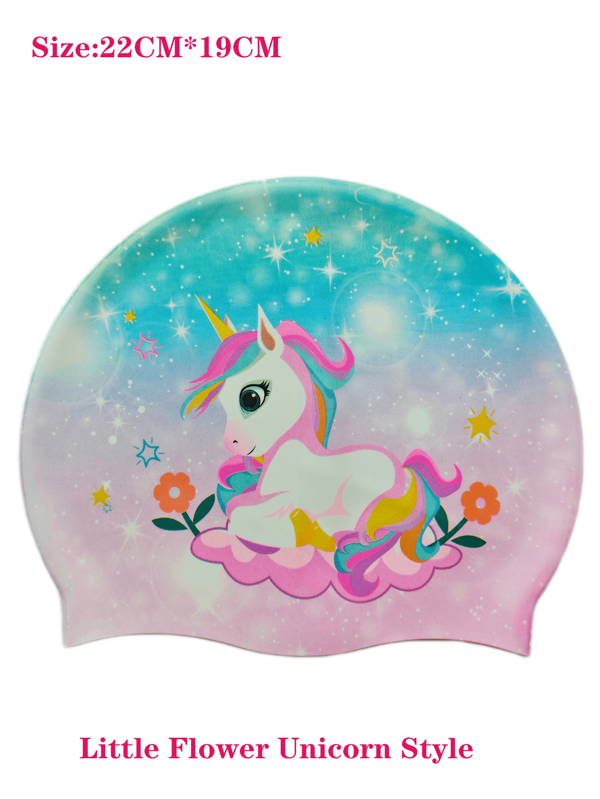 Kids Swim Cap Silicone Swimming Cap For Boys Girls (Age 3-10) Cover Ears Waterproof Bathing Cap Keep Hair Dry Swimming Hat For Hair