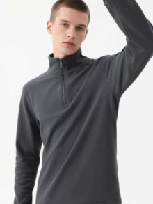 Men's Quarter Zip Pullover Hoodie - Multiple Colors Available - Màu xám đen - Xem 7