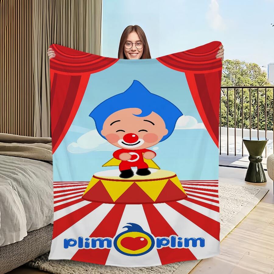 Warm Cartoon Soft Plush Cute Blanket Suitable For Sofa Living P-Plim Room Office Baby Bedroom Travel Plim Gift Flannel