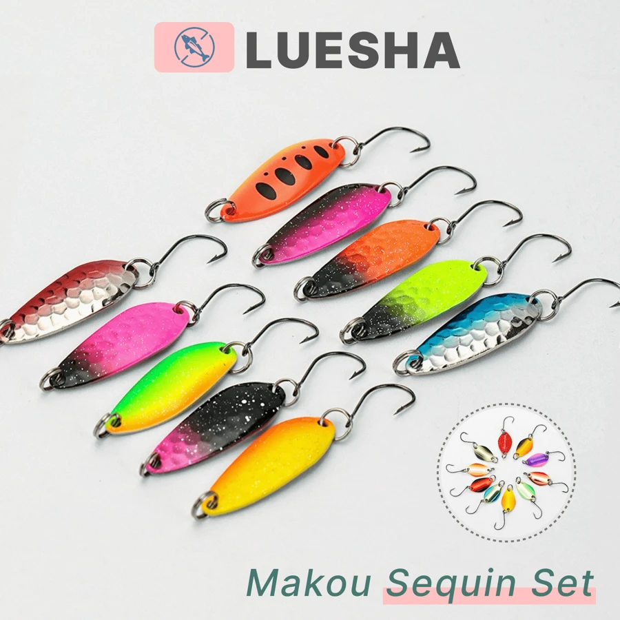 AiScrofa 10/21 件鳟鱼勺形鱼饵硬质鱼饵下沉金属勺形铅坠勺形跳汰饵鱼饵鱼勺人工鱼饵，用于钓鳟鱼鲈鱼 - 彩色 - 查看 1