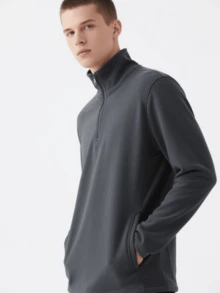 Men's Quarter Zip Pullover Hoodie - Multiple Colors Available - Màu xám đen - Xem 9