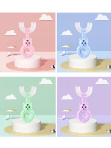 1 pieza Cepillo de dientes en forma de U para niños con diseño de dibujos animados, cepillo de dientes suave y lindo para bebés para limpieza y cuidado - Multicolor - Ver 9