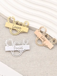 The Stethoscope Design Brooch Can Be Customized With Any Text And Given As A Gift To Family, Friends And Loved Ones - Laser-stainless Steel Stethoscope Brooch - View 5