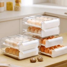 Livingandhome Double-Layer 32-Piece Eggs Storage Drawer Box, A Recommended Item For Kitchen Or Refrigerator Storage