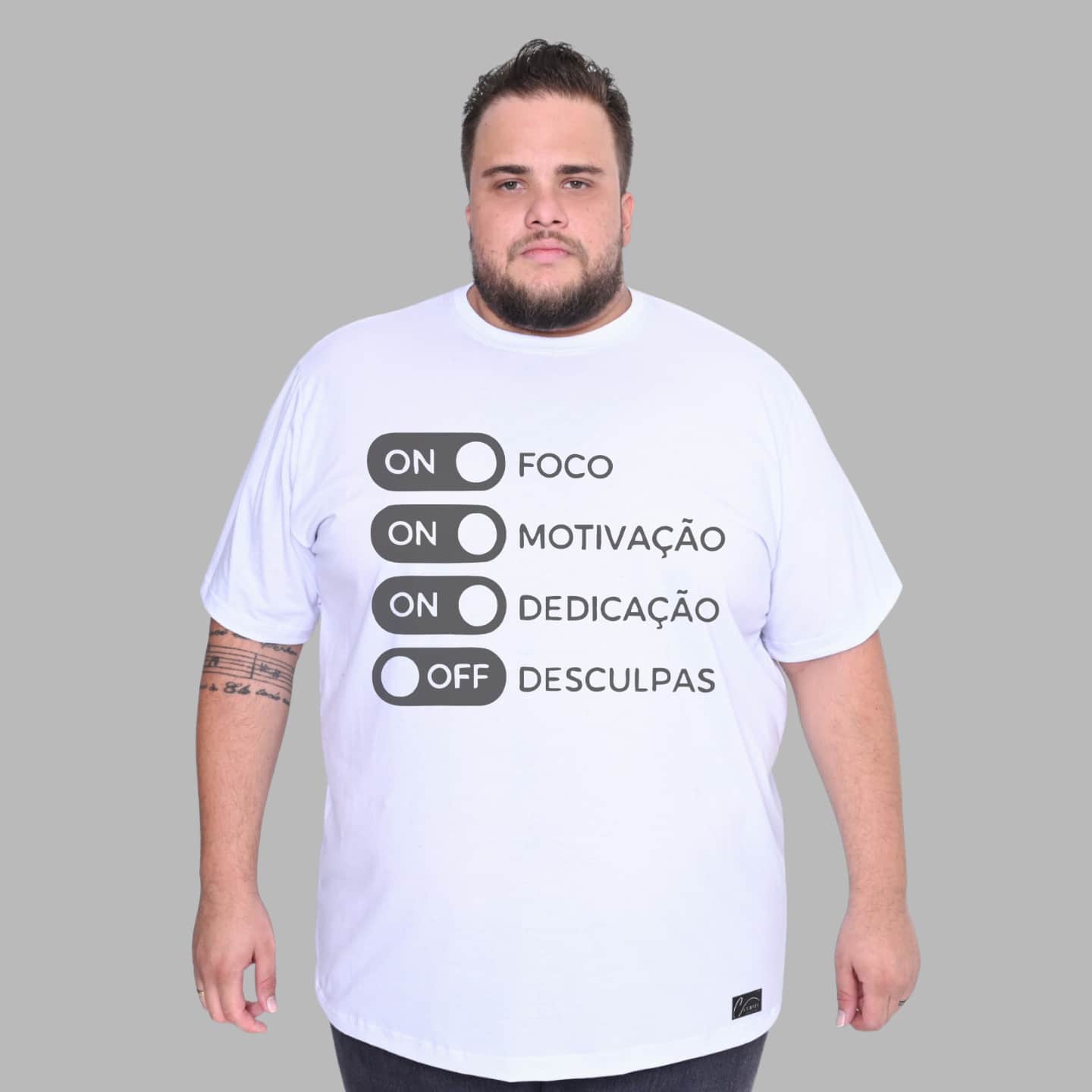 Men's Plus Size Motivation Focus Shirt T-Shirt - Blanco - Ver 1