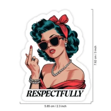 1PC Respectfully Sarcastic Sticker, Adult Humor Funny Laptop Decal, Retro Pin-Up Girl Water Bottle Vinyl, Sassy Attitude Car Decal, Humorous Gift For Friends, Bold Statement & Vintage Aesthetic Decor For Journals, Phones & All Your Confident Expressions - Multicolor - View 2