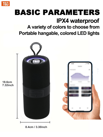 T&G T&G TG671 Portable Wireless Speaker, With Cool LED Lights, Multiple Color Options, Easy To Hang, Support USB/TF/FM Radio Music, Stereo Speakers, Can Be Connected To Mobile Phone/Tablet/TV, Music Player, A Good Choice For Outdoor Camping/Dinner/Indoor Work/Exercise/Gifts.Lithium-Ion Battery 1200 MAh