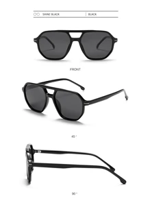 1 pieza Gafas de piloto con doble puente de moda para hombre, adecuadas para conducir, viajar, casual, vacaciones, actividades al aire libre y uso diario. Montura ligera de TR, minimalista y con estilo. de verano para playa, vacaciones, exterior y viajes