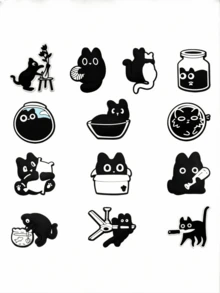 13 件深色系列黑猫 DIY 鞋饰，可拆卸多功能凉鞋、木屐、果冻鞋、花园鞋装饰纽扣，适合日常穿着、购物、节日、派对、旅行和度假 - 黑貓 - 查看 4