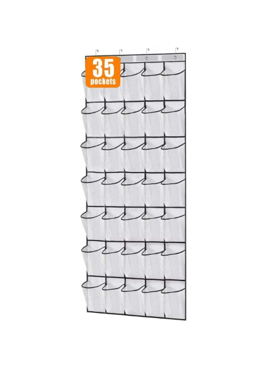 35個大型口袋掛於門上的鞋架,堅固的牛津布門後收納鞋架,掛式鞋帶收納架