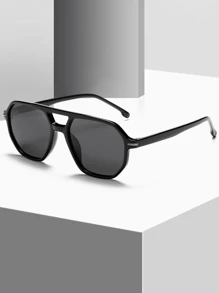 1 pieza Gafas de piloto con doble puente de moda para hombre, adecuadas para conducir, viajar, casual, vacaciones, actividades al aire libre y uso diario. Montura ligera de TR, minimalista y con estilo. de verano para playa, vacaciones, exterior y viajes