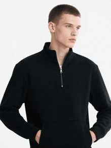 Men's Quarter Zip Pullover Hoodie - Multiple Colors Available - 黑色 - 查看 8