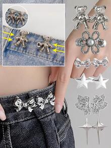 4 件套星形可拆卸腰带扣，可调节腰夹，适用于牛仔裤、裙子、裤子、街头 - 彩色 - 查看 1