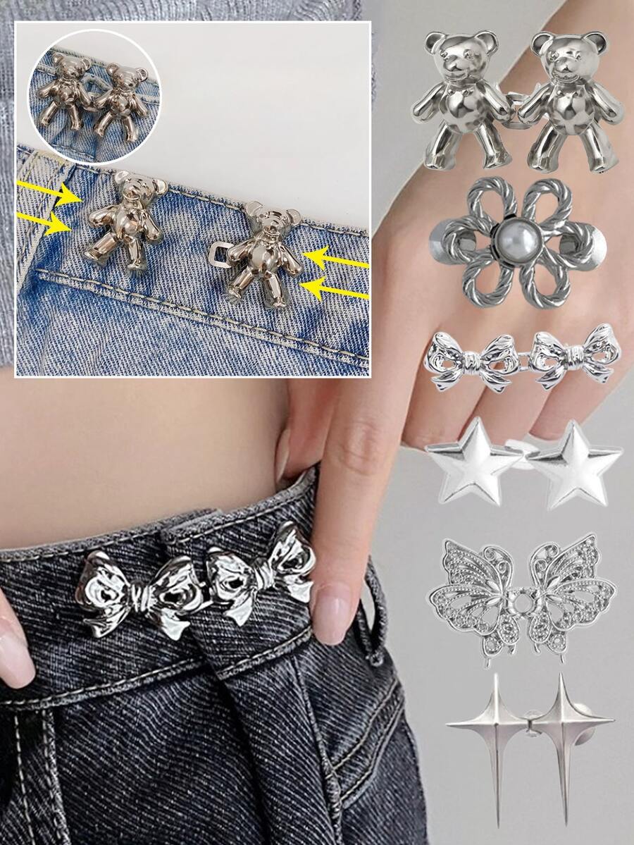 4 件套星形可拆卸腰带扣，可调节腰夹，适用于牛仔裤、裙子、裤子、街头 - 彩色 - 查看 1