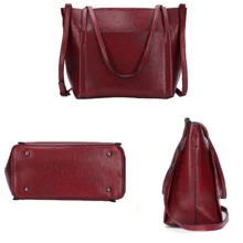 New Women Leather Handbag Shoulder Crossbody Bag Tote Satchel Handbag For Christmas Gifts(Red) - 紅色 - 查看 2