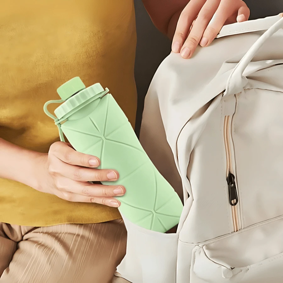 Foldable Water Bottles Silicone Portable Reusable Large Capacity Travel Gym For Kids - Green - View 1