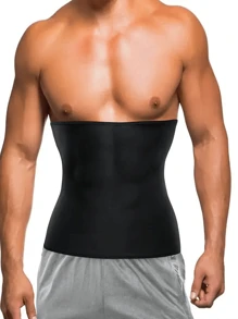 Random Color Solid Men Sports Sweat-Inducing Slimming Waist Belt, Fitness Training Waist Strap, Tight Compression Waist Band For Athletic Back Support