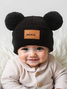 5PS 婴儿绒球针织新生儿帽子冬春季儿童无檐帽女童男童婴幼儿配饰儿童帽子弹力0-8岁幼儿女孩男孩帽子冬季保暖帽 - 彩色 - 查看 5