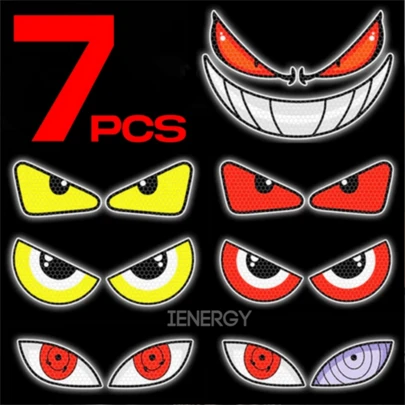 7 adesivos refletivos de olho de diabo: para carros, motocicletas e capacetes