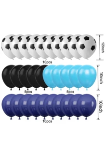 30pcs Football Balloons, Blue & Black, Football Print Balloon Set, 10" & 12" Football Birthday Party Decorations, Suitable For Men Football Sports Theme Party - Multicolor - View 2