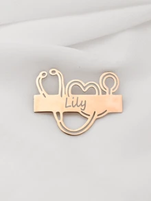 The Stethoscope Design Brooch Can Be Customized With Any Text And Given As A Gift To Family, Friends And Loved Ones - Laser-stainless Steel Stethoscope Brooch - View 9
