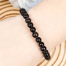 1pc Triple Protection Bracelet - Black Beryl, Golden Black Obsidian, Black Agate, Crystal Bracelet For Emotional Stability And Balance