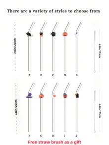 1-10 buc/set paie reutilizabile din sticlă cu elemente de Halloween: dovleci, pisici și pălării de vrăjitoare, ideale pentru băuturi înfricoșătoare și petreceri de Halloween, cum ar fi băuturi cu gheață, ceai de după-amiază, milkshake-uri, smoothie-uri, apă minerală carbogazoasă, ceai cu lapte, sucuri și alte băuturi reci. Petreceri pe plajă, picnicuri în aer liber, magazine de deserturi, snack baruri, articole pentru petreceri, reuniuni de familie, petreceri pentru copii, Crăciun, Halloween, Ziua Îndrăgostiților, fără plumb și festive, cadou perfect de sărbători.