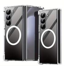 Galaxy Z Fold7 Fold6 Fold5 Fold4 Phone Case, Minimalist Fashion Transparent Crystal Shock-Proof Phone Protective Cover, Anti-Fall Protection With Magnetic Waterproof Scratch Resistant - Clear - View 12